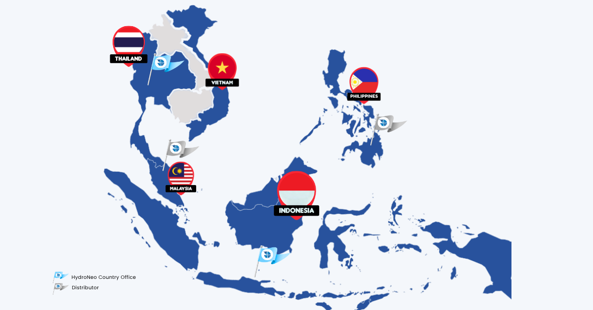 HydroNeo operates across Thailand, Vietnam, Malaysia, Indonesia, Philippines, Australia, Mauritius, and Honduras