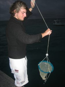 HydroNeo Founder and CEO Fabian Reusch raising the first shrimp in 2005