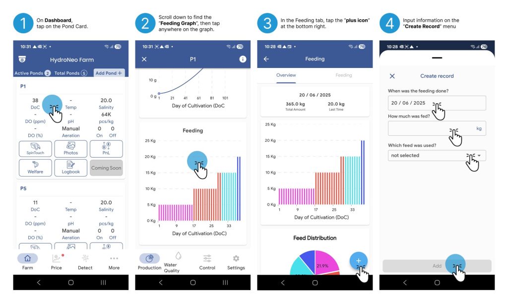How to use the feeding log on HydroNeo app